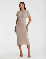 Beaded Cap Sleeve Sheath Dress