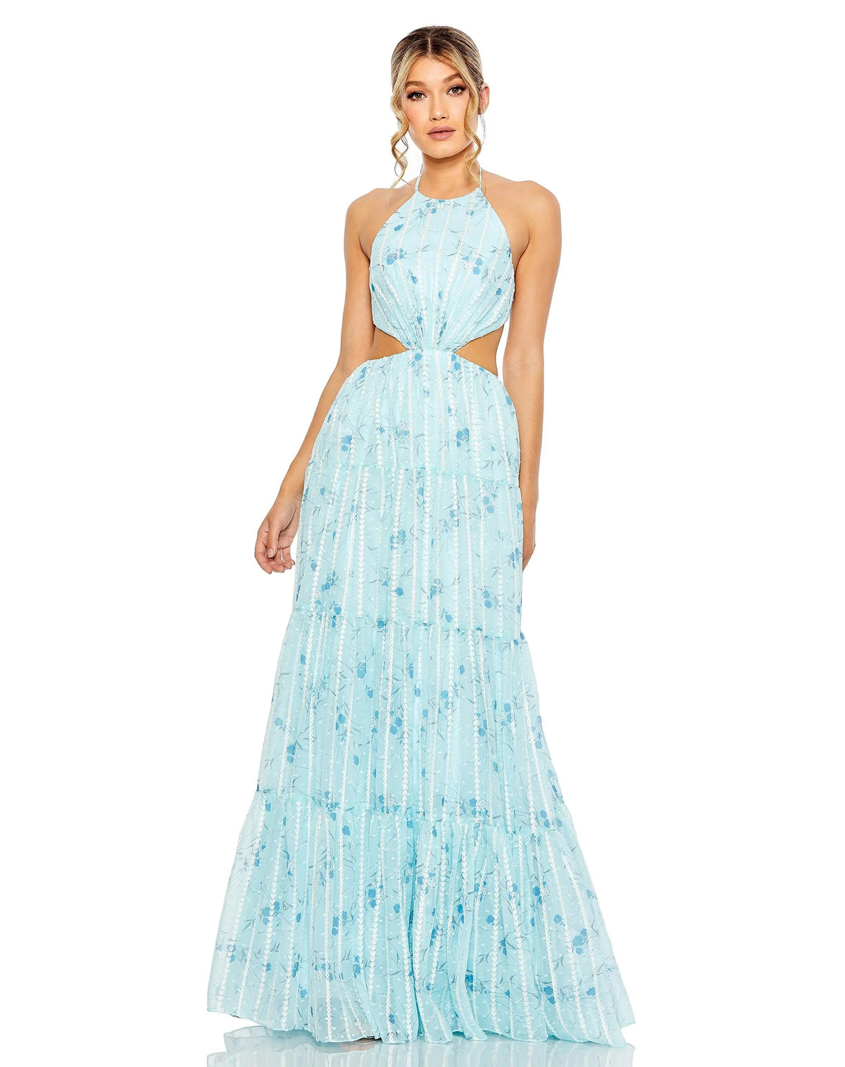 Halter Neck Cut Out Floral Gown | Sample | Sz. 2